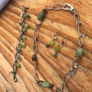 Silpada Jade & Citrine Necklace Bracelet &Earring